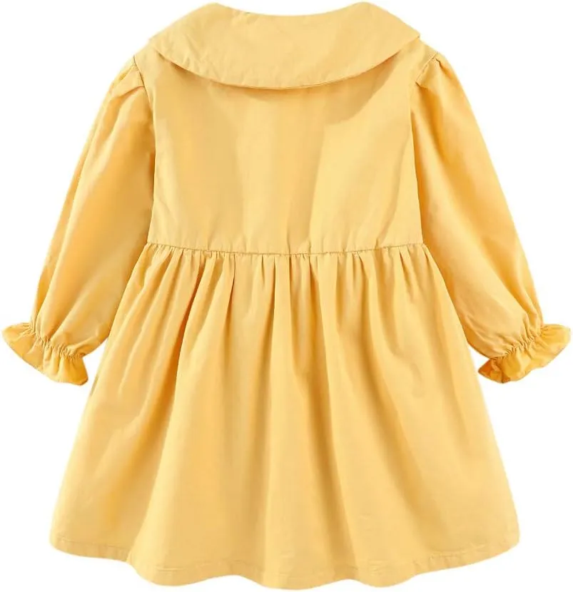 Mud Kingdom Girls Drees Peter Pan Collar Ruffle Lace Collared Long Sleeve Dress 2-8 Years