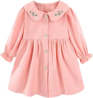 Mud Kingdom Girls Drees Peter Pan Collar Ruffle Lace Collared Long Sleeve Dress 2-8 Years