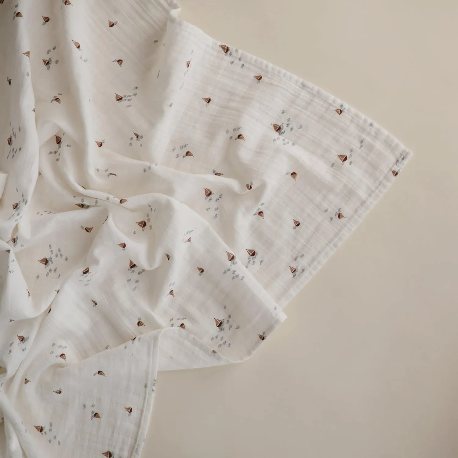 mushie Muslin Baby Swaddle Blanket | 100% Organic Cotton (Boats)