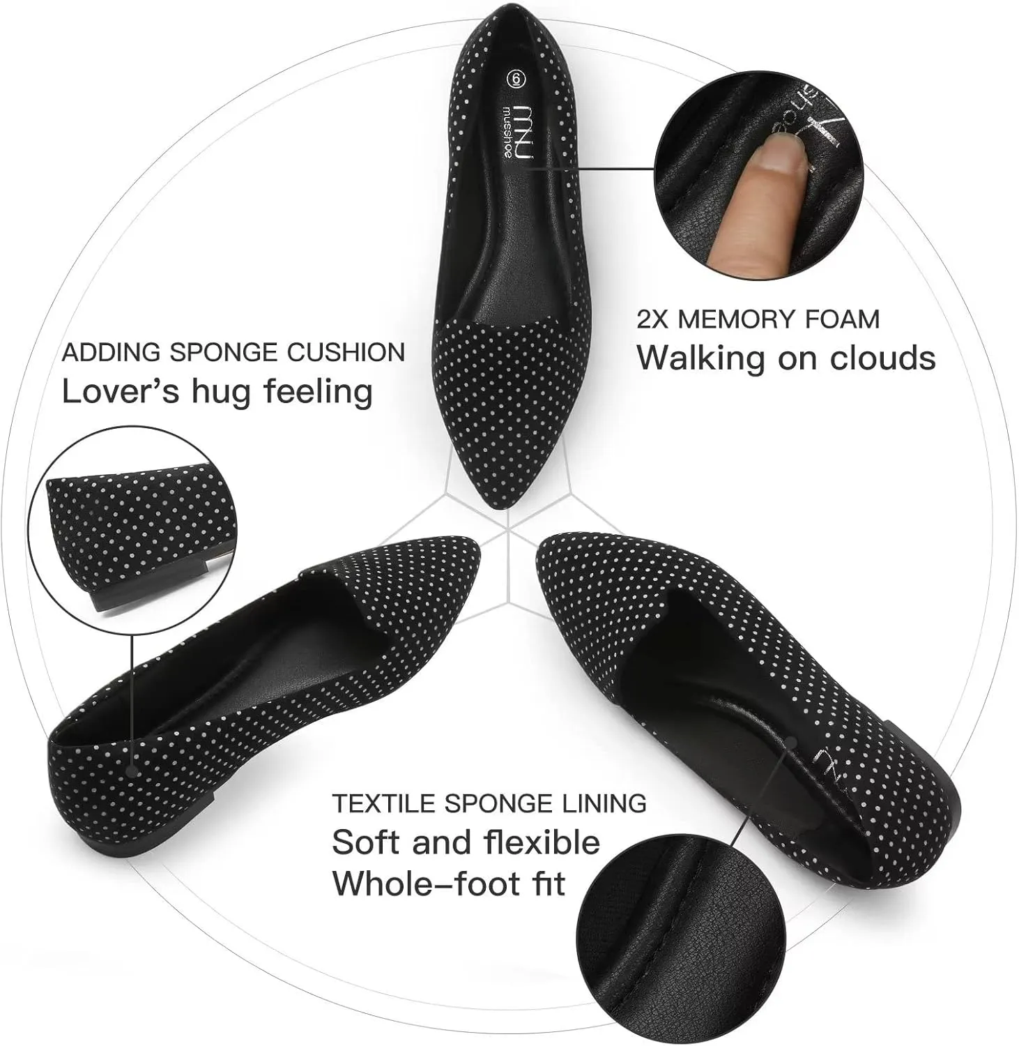 MUSSHOE Flat Shoes Women Comfortable Slip on Women's Flats