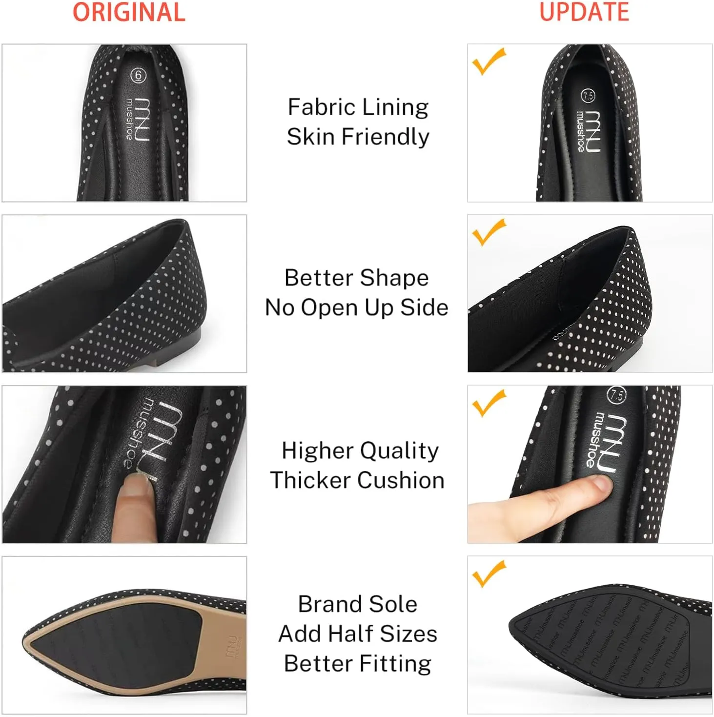 MUSSHOE Flat Shoes Women Comfortable Slip on Women's Flats
