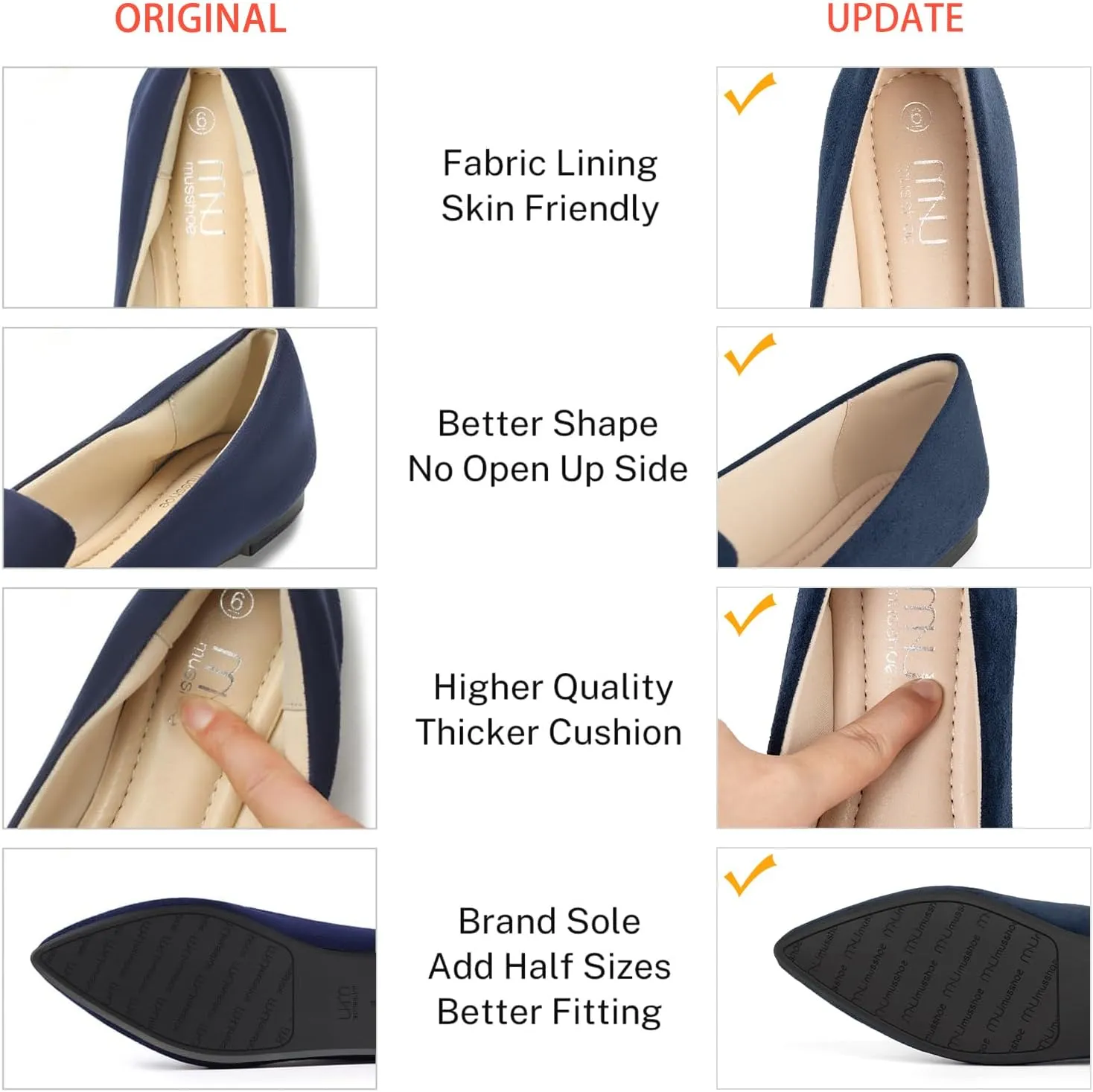 MUSSHOE Flat Shoes Women Comfortable Slip on Women's Flats
