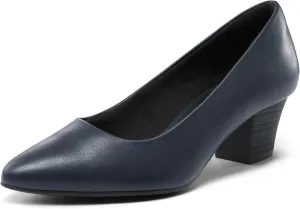 mysoft Women's Chunky Stacked Heel Pumps Closed Toe Dress Shoes Comfortable Slip On Pumps