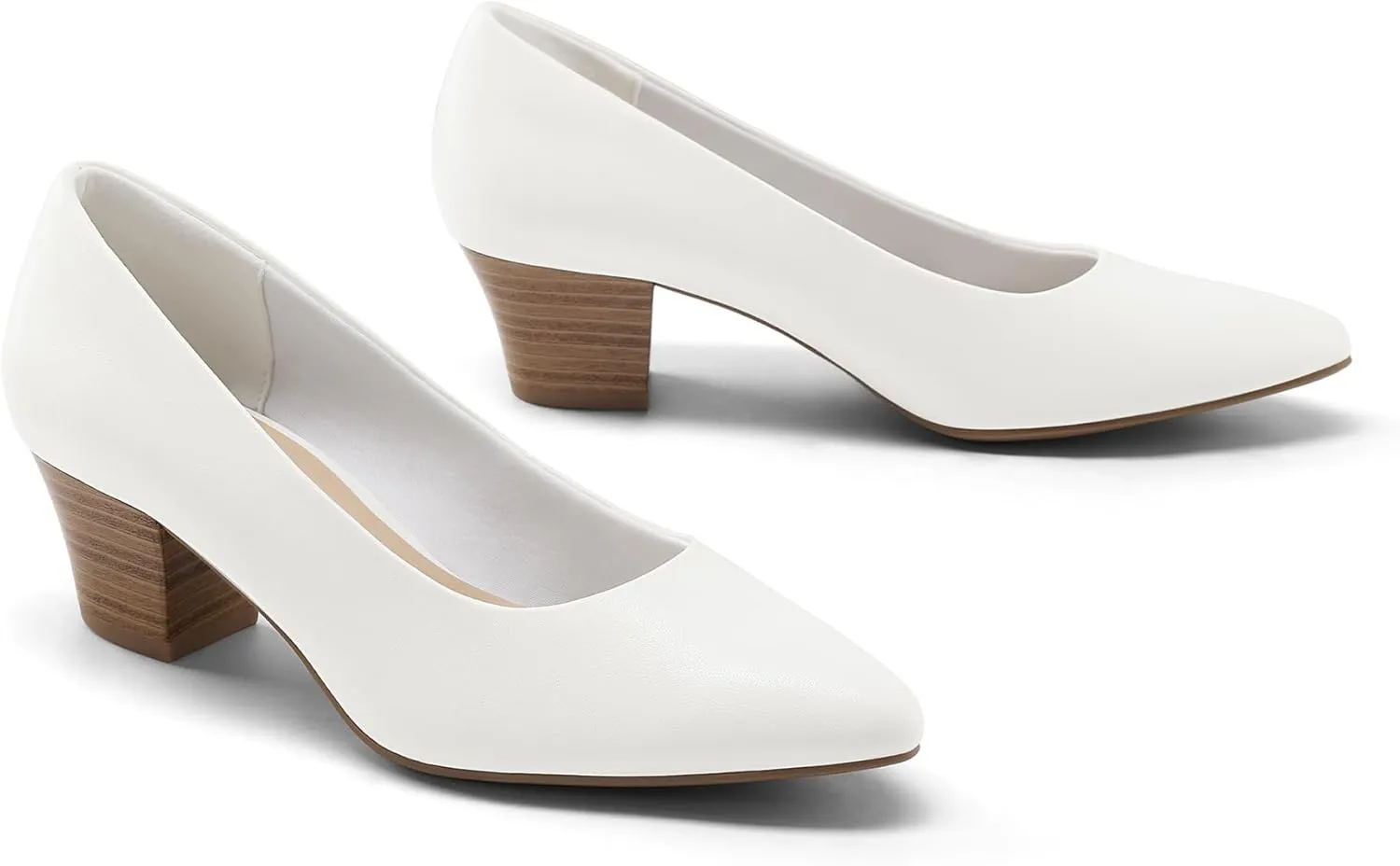 mysoft Women's Chunky Stacked Heel Pumps Closed Toe Dress Shoes Comfortable Slip On Pumps