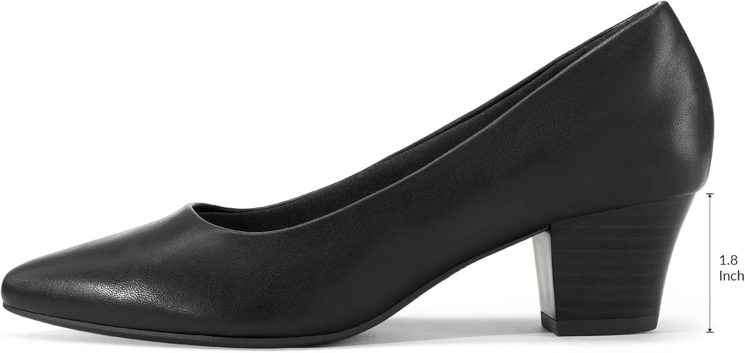 mysoft Women's Chunky Stacked Heel Pumps Closed Toe Dress Shoes Comfortable Slip On Pumps