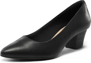 mysoft Women's Chunky Stacked Heel Pumps Closed Toe Dress Shoes Comfortable Slip On Pumps