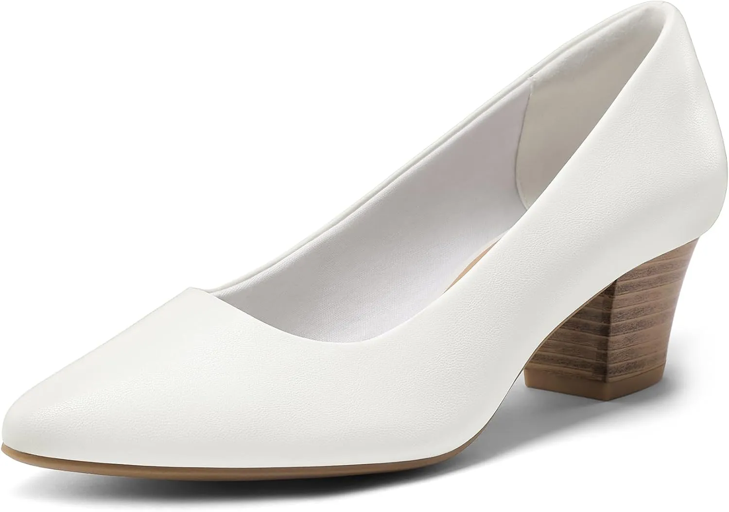 mysoft Women's Chunky Stacked Heel Pumps Closed Toe Dress Shoes Comfortable Slip On Pumps