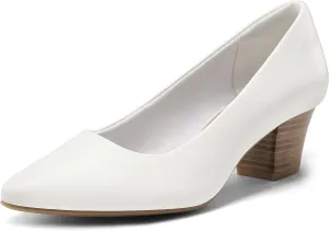 mysoft Women's Chunky Stacked Heel Pumps Closed Toe Dress Shoes Comfortable Slip On Pumps