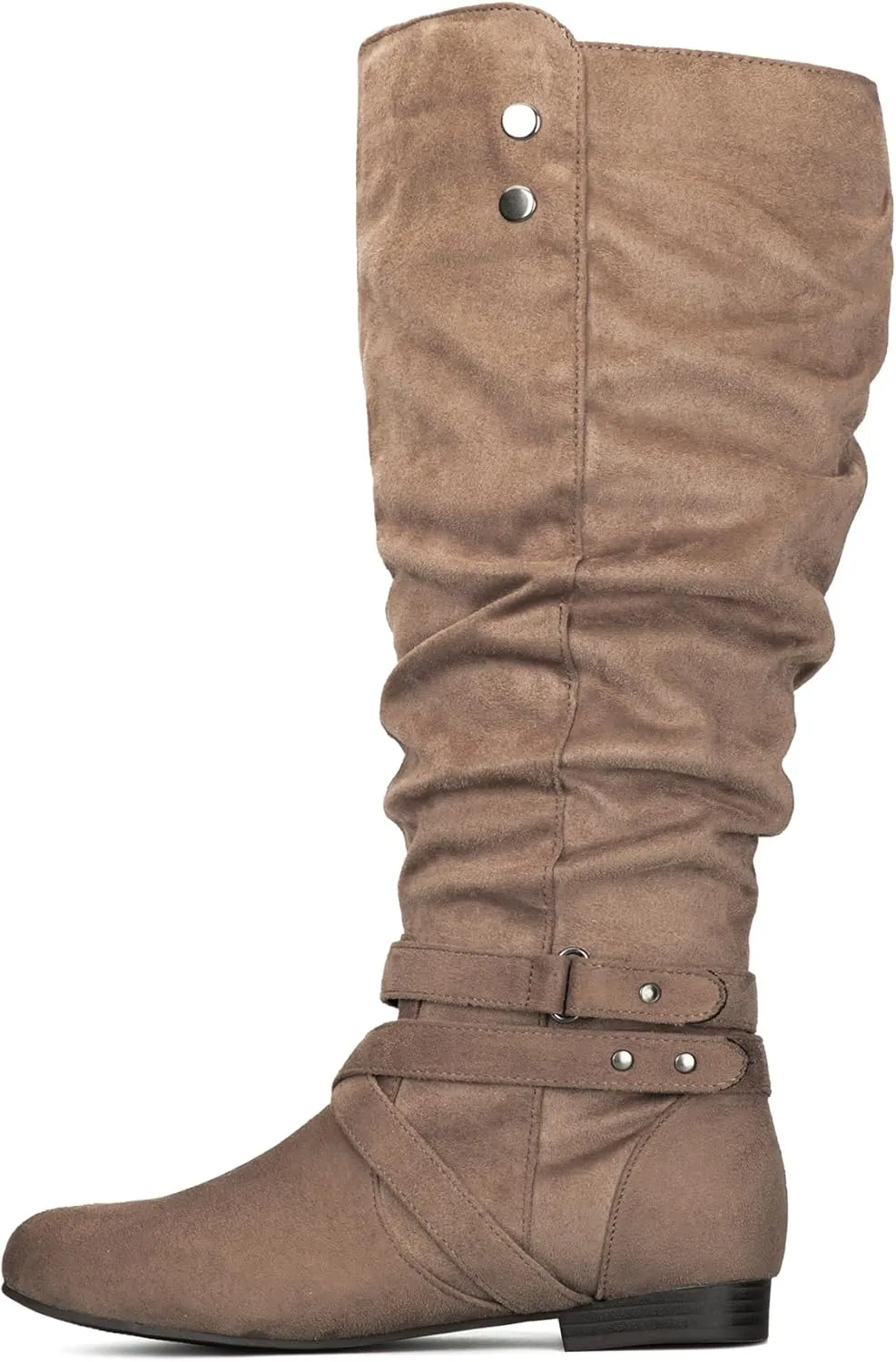 mysoft Women's Wide Calf Knee High Boots Flat Tall Boots with Side Zippers