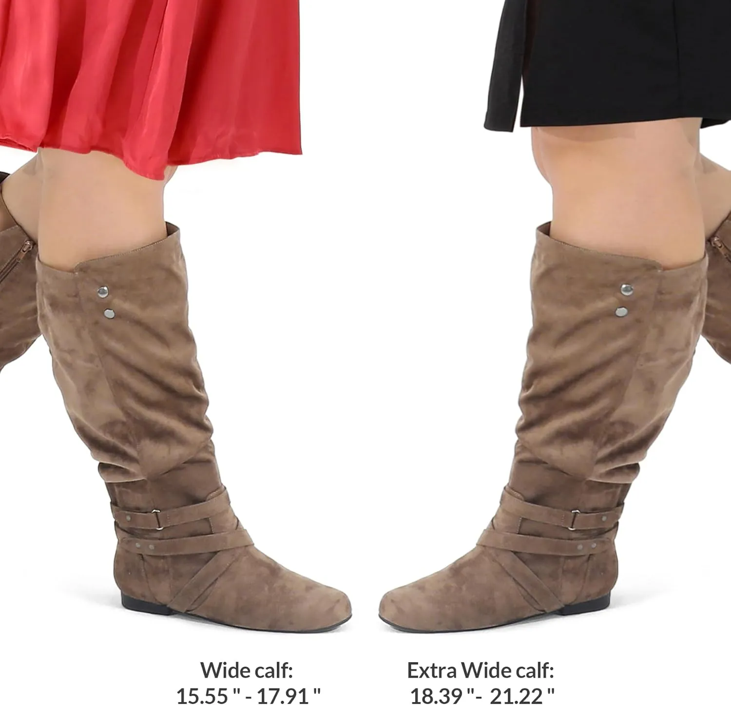 mysoft Women's Wide Calf Knee High Boots Flat Tall Boots with Side Zippers