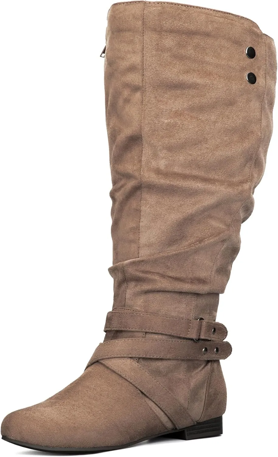 mysoft Women's Wide Calf Knee High Boots Flat Tall Boots with Side Zippers