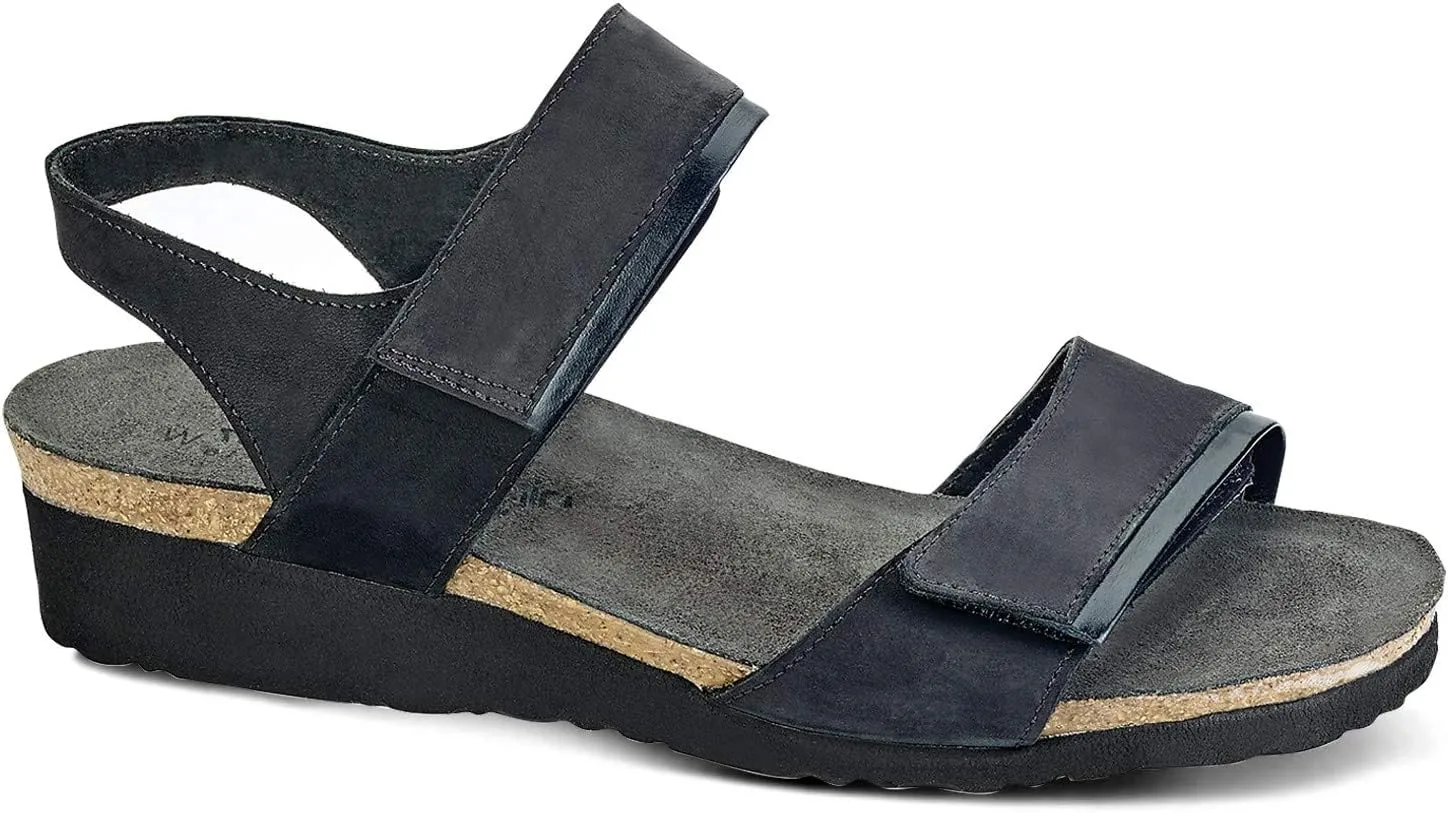 NAOT Women's, Aisha Sandal - Wide Width Black Nubuck 38 M