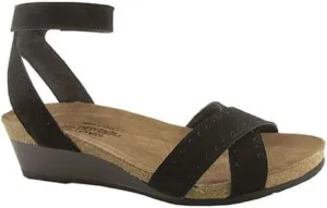 Naot Women's Wand Sandal Black Nubuck Brown 39