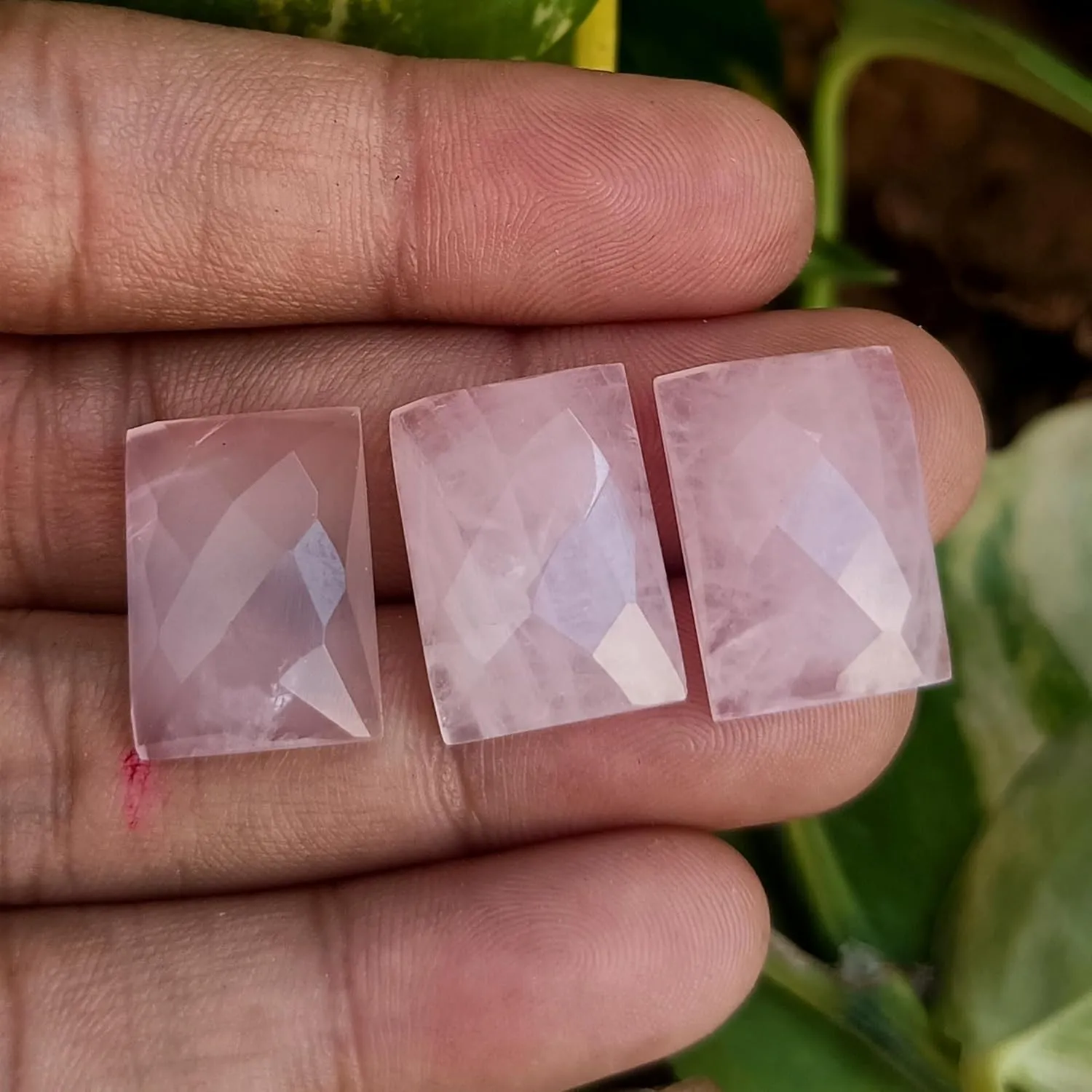 Natural Rose Quartz Rectangle Checker Cut Flat Back Gemstones – Calibrated for Handmade Jewelry Making, Loose Stones 8x10mm to 13x18mm – Soft Pink Crystal for DIY Jewelry Designs – 5 Piece Set