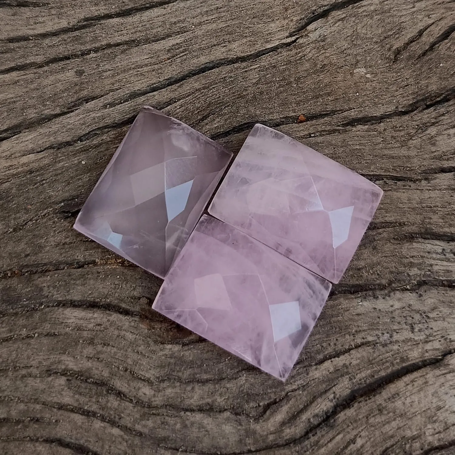 Natural Rose Quartz Rectangle Checker Cut Flat Back Gemstones – Calibrated for Handmade Jewelry Making, Loose Stones 8x10mm to 13x18mm – Soft Pink Crystal for DIY Jewelry Designs – 5 Piece Set