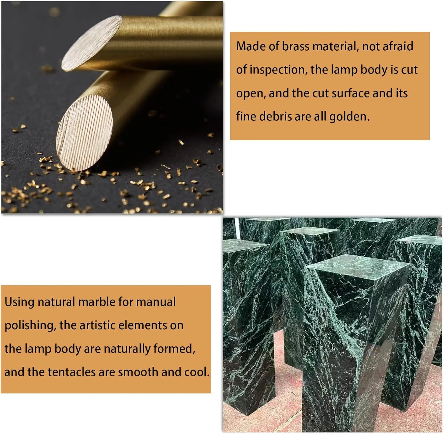 Natural Stone Pendant Lights Kitchen Island, Dark Green Brass Pendant Light Fixtures, Pendant lamp Marble Cylinder Shade Copper, for Bedroom Bathroom Dining Room Living Room(1-Pack)