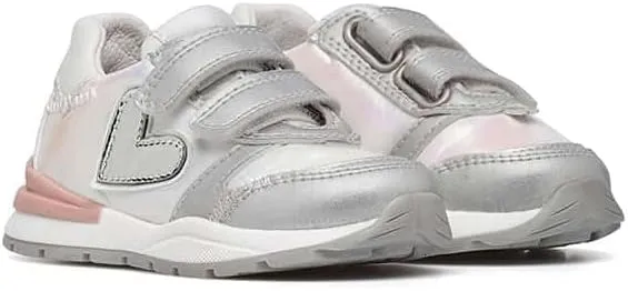 Naturino QUELLY VL.-Leather and Fabric Sneakers-Silver