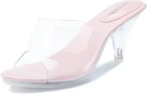 NBUUNBU Silver Clear Heels For Women Dress Shoes Transparent Strap Sexy Stilletos Heels Open Toe High Silver Heeled Sandals Pump Mules