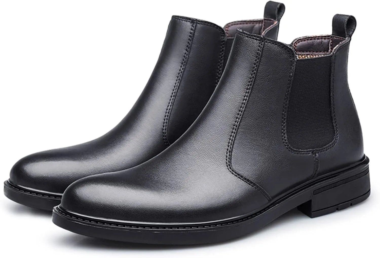 New Mens Chelsea Boot Elastic Bandage Vegan Leather Slip On Waterproof Non Wearable Anti-slip Fashion Casual Slip On