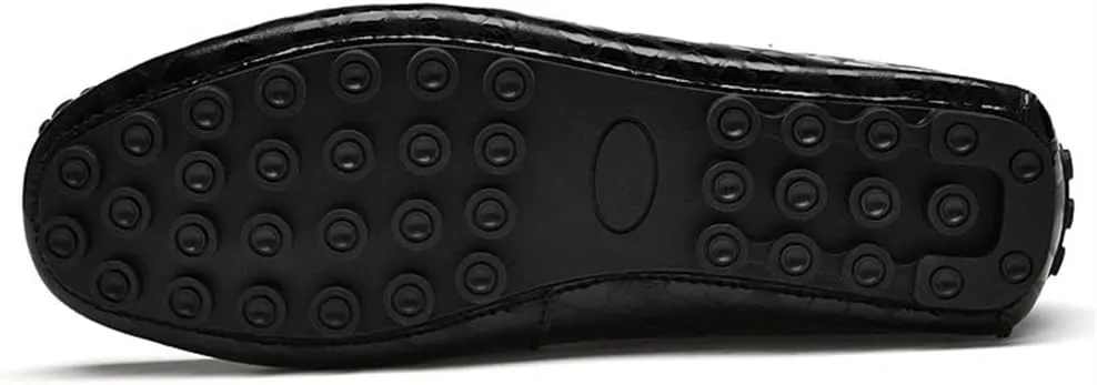 New Mens Loafers Driving Moccasins Loafers Faux Crocodile Embossed Leather Flat Heel Flexible Slip Resistant Party Outdoor Slip-on