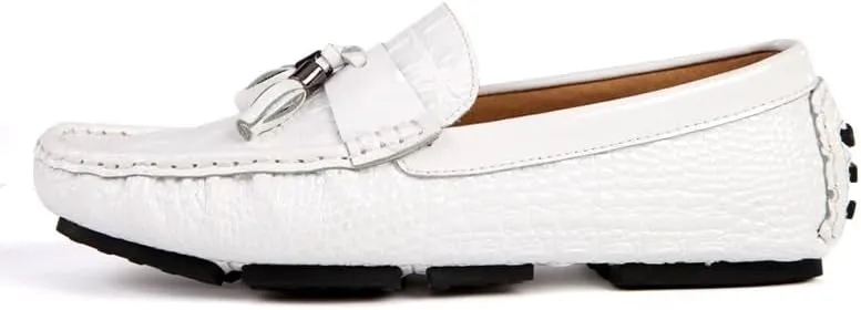 New Mens Loafers Shoe Vegan Leather Crocodile Print Driving Loafers Tassel Flexible Comfortable Anti-Slip Walking Outdoor Slip On