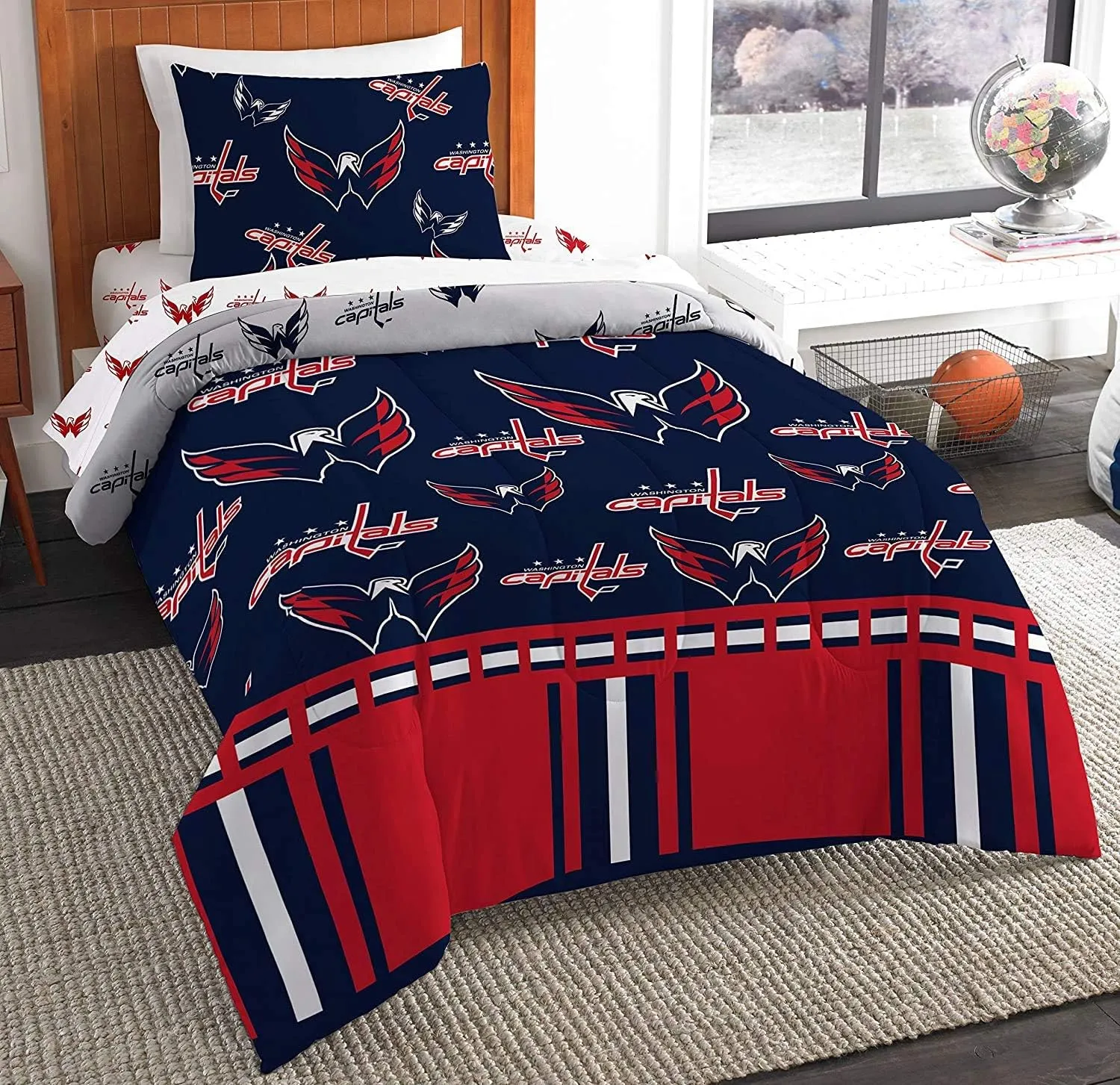 Northwest NHL Washington Capitals Unisex-Adult "Rotary" Bed in a Bag Set, Twin, Rotary