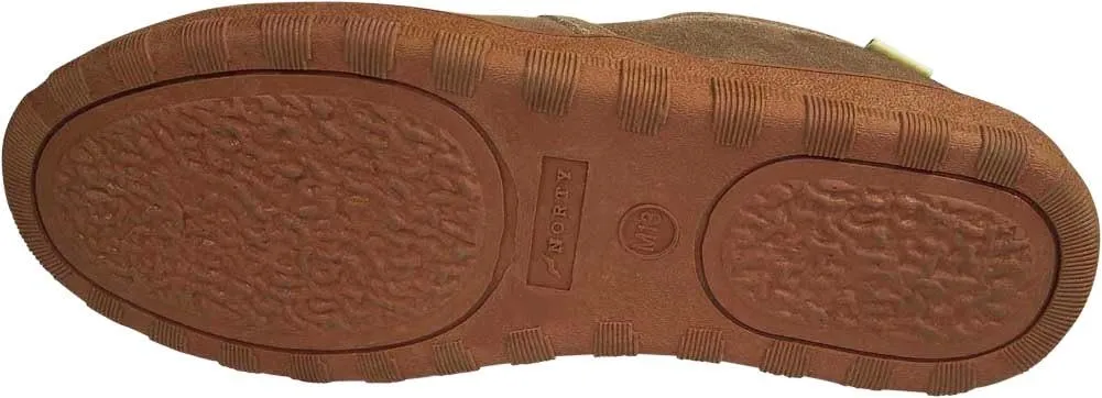 NORTY Mens Genuine Leather Cowhide Suede Slippers - Twin Gore Slip On Loafer - Lux Plush Fur Lining