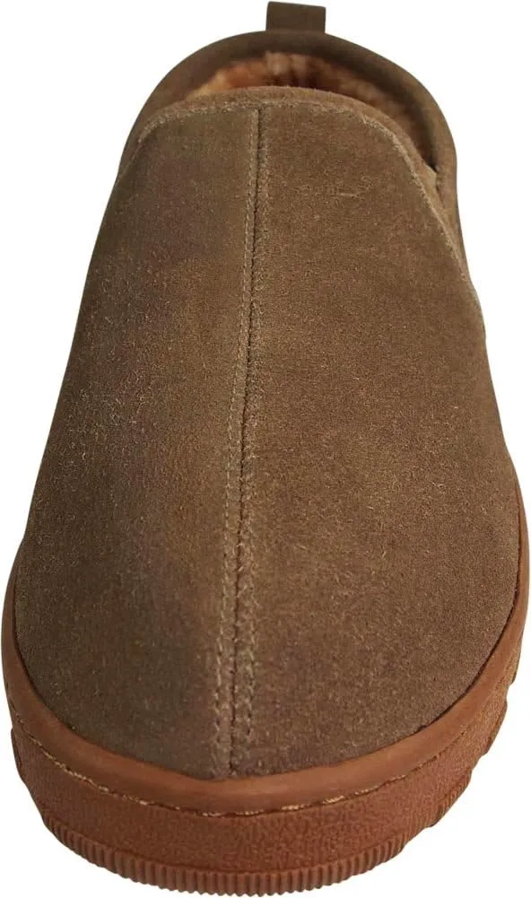 NORTY Mens Genuine Leather Cowhide Suede Slippers - Twin Gore Slip On Loafer - Lux Plush Fur Lining