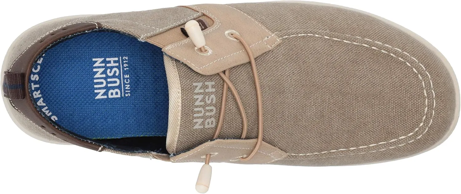 Nunn Bush Men's Brewski Moc Toe Slip-on Canvas Knit Loafer with Elastic Bungee