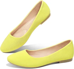 Obtaom Round Toe Women Flat Shoes Slip on Girls Dress Black Ballet Flats