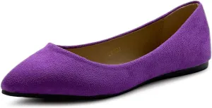 Ollio Women's Ballet Comfort Light Faux Suede Multi Color Shoe Flat