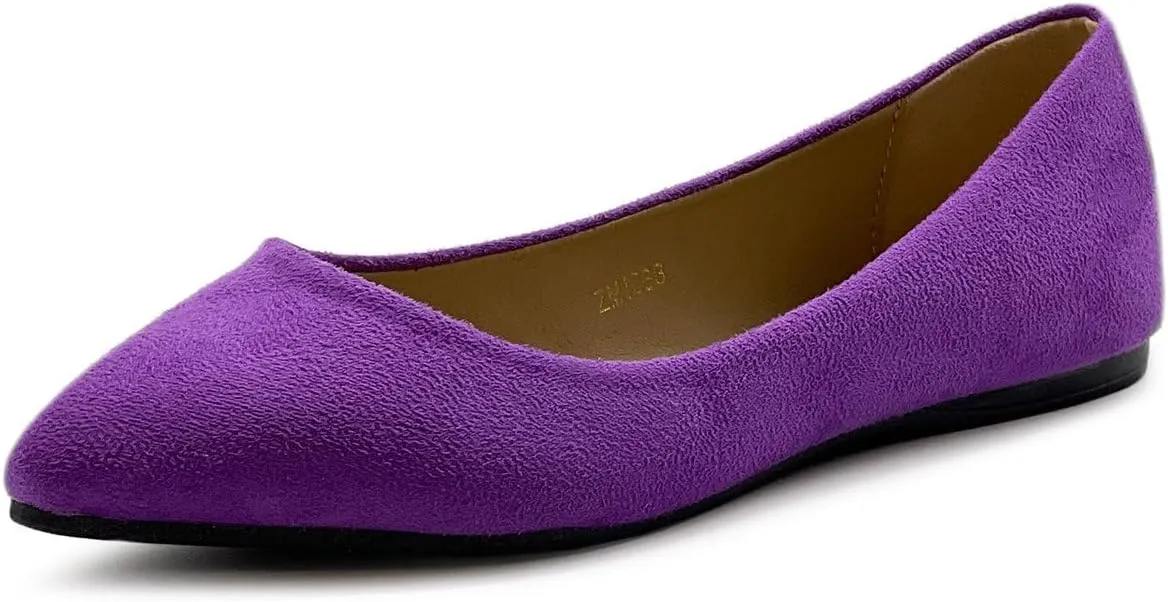 Ollio Women's Ballet Comfort Light Faux Suede Multi Color Shoe Flat