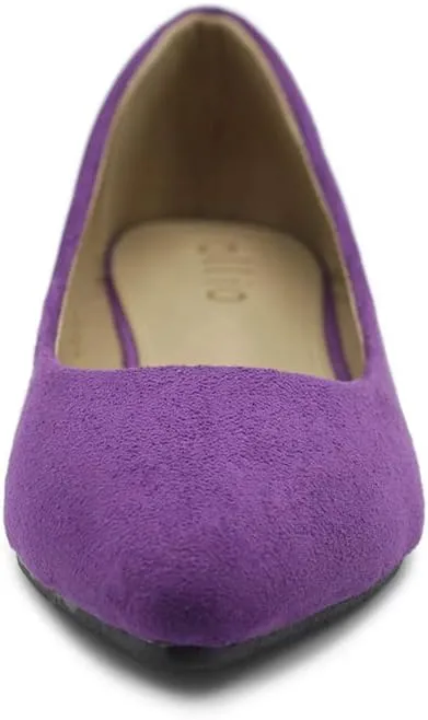 Ollio Women's Ballet Comfort Light Faux Suede Multi Color Shoe Flat