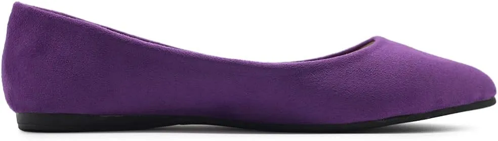 Ollio Women's Ballet Comfort Light Faux Suede Multi Color Shoe Flat