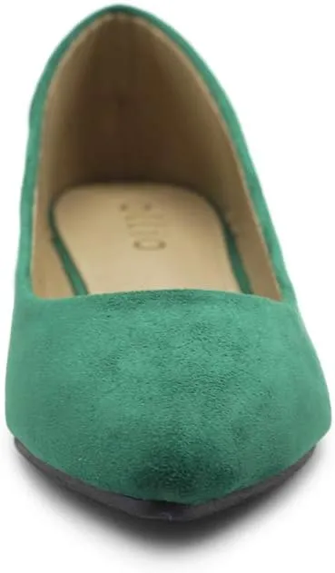 Ollio Women's Ballet Comfort Light Faux Suede Multi Color Shoe Flat
