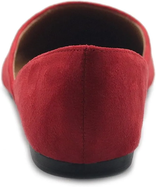 Ollio Women's Shoes Faux Suede Slip On Comfort Light Pointed Toe Ballet Flat