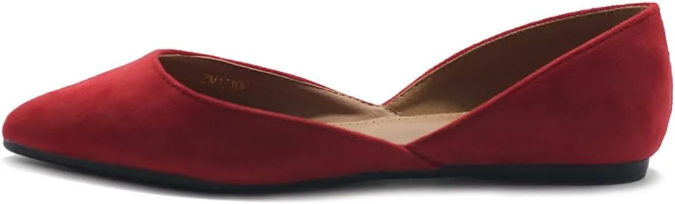 Ollio Women's Shoes Faux Suede Slip On Comfort Light Pointed Toe Ballet Flat