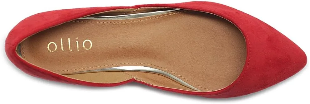 Ollio Women's Shoes Faux Suede Slip On Comfort Light Pointed Toe Ballet Flat