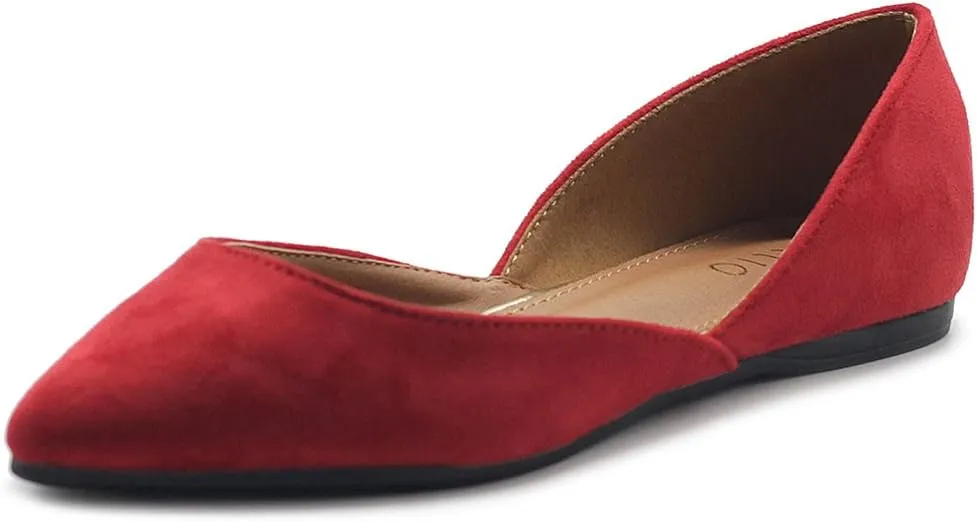 Ollio Women's Shoes Faux Suede Slip On Comfort Light Pointed Toe Ballet Flat