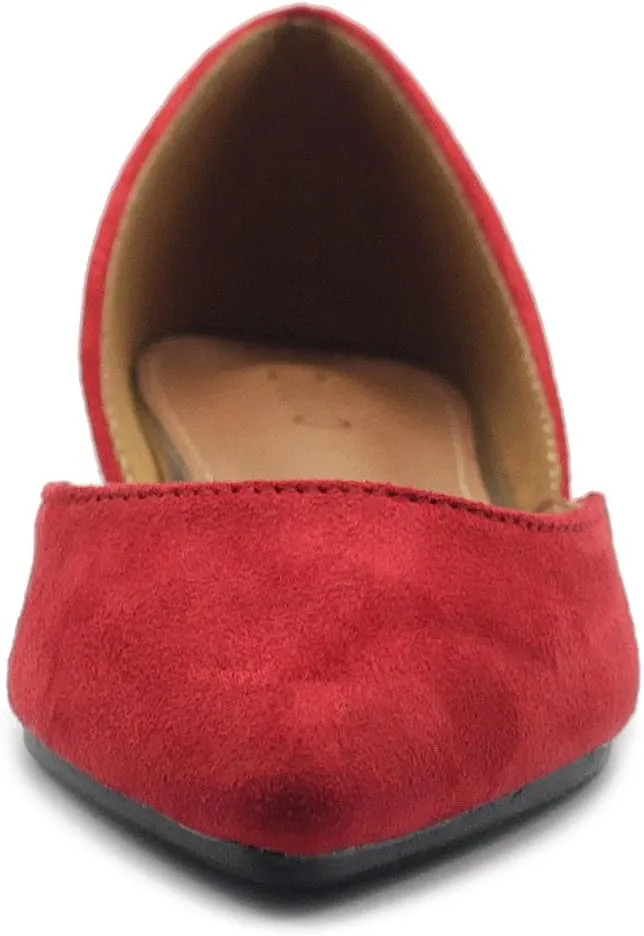 Ollio Women's Shoes Faux Suede Slip On Comfort Light Pointed Toe Ballet Flat