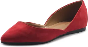 Ollio Women's Shoes Faux Suede Slip On Comfort Light Pointed Toe Ballet Flat