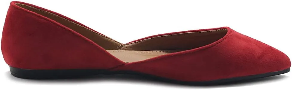 Ollio Women's Shoes Faux Suede Slip On Comfort Light Pointed Toe Ballet Flat