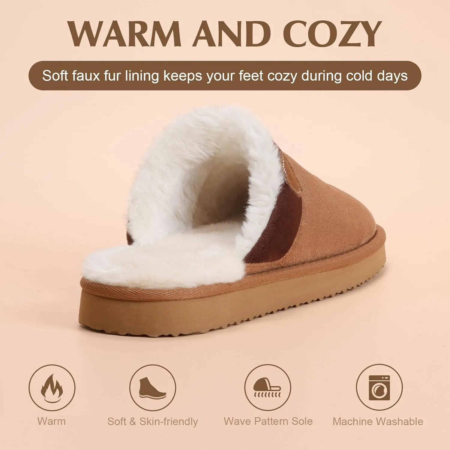 OOW Cowboy Boot Slippers for Mens Western House Slippers Indoor and Outdoor Square Toe