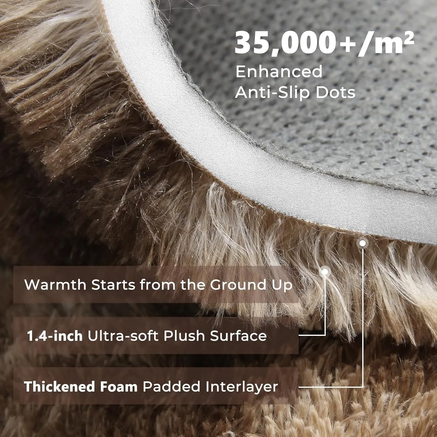 OPPODREAM Area Rug for Living Room, Ultra Soft Nursery Rugs for Bedrooms, 4x6 Fluffy Kids Carpet with 0.6" Thick Non-Slip Backing, Long Pile Shag Carpet, Fuzzy, Shaggy, Tie-dye Brown