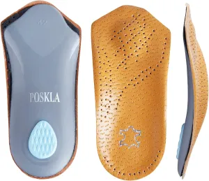 Orthotic Inserts 3/4 Length for Whole Foot Support, Half Plantar Fasciitis Support with Meta-Tarsal Pad Heel Cushion, Light Leather Foot Shoe Insoles, Supports Longitudinal and Plantar Vault, Heel,L