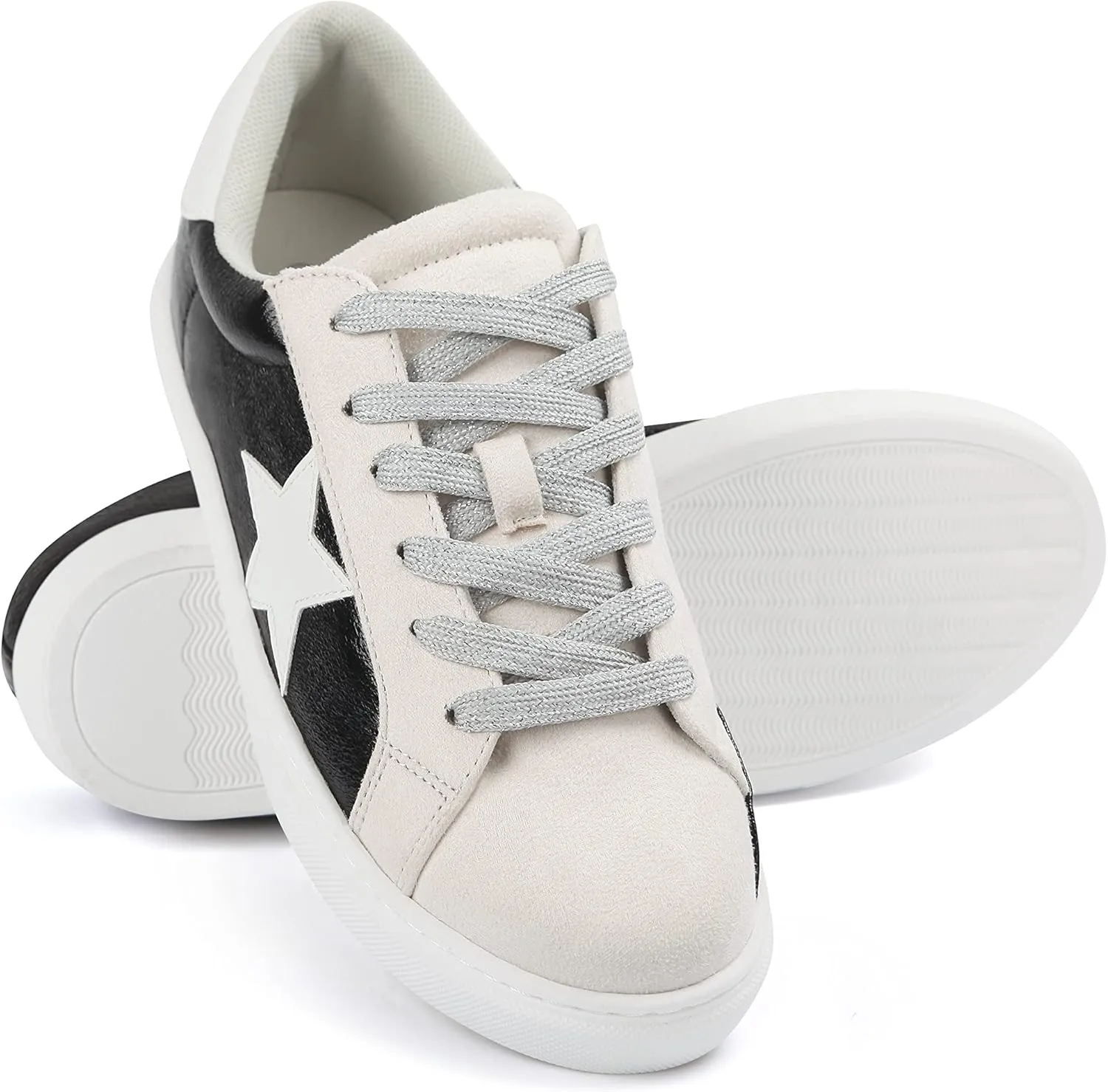 PARTY Women's Fashion Star Sneaker Lace Up Low Top Comfortable Cushioned Walking Shoes