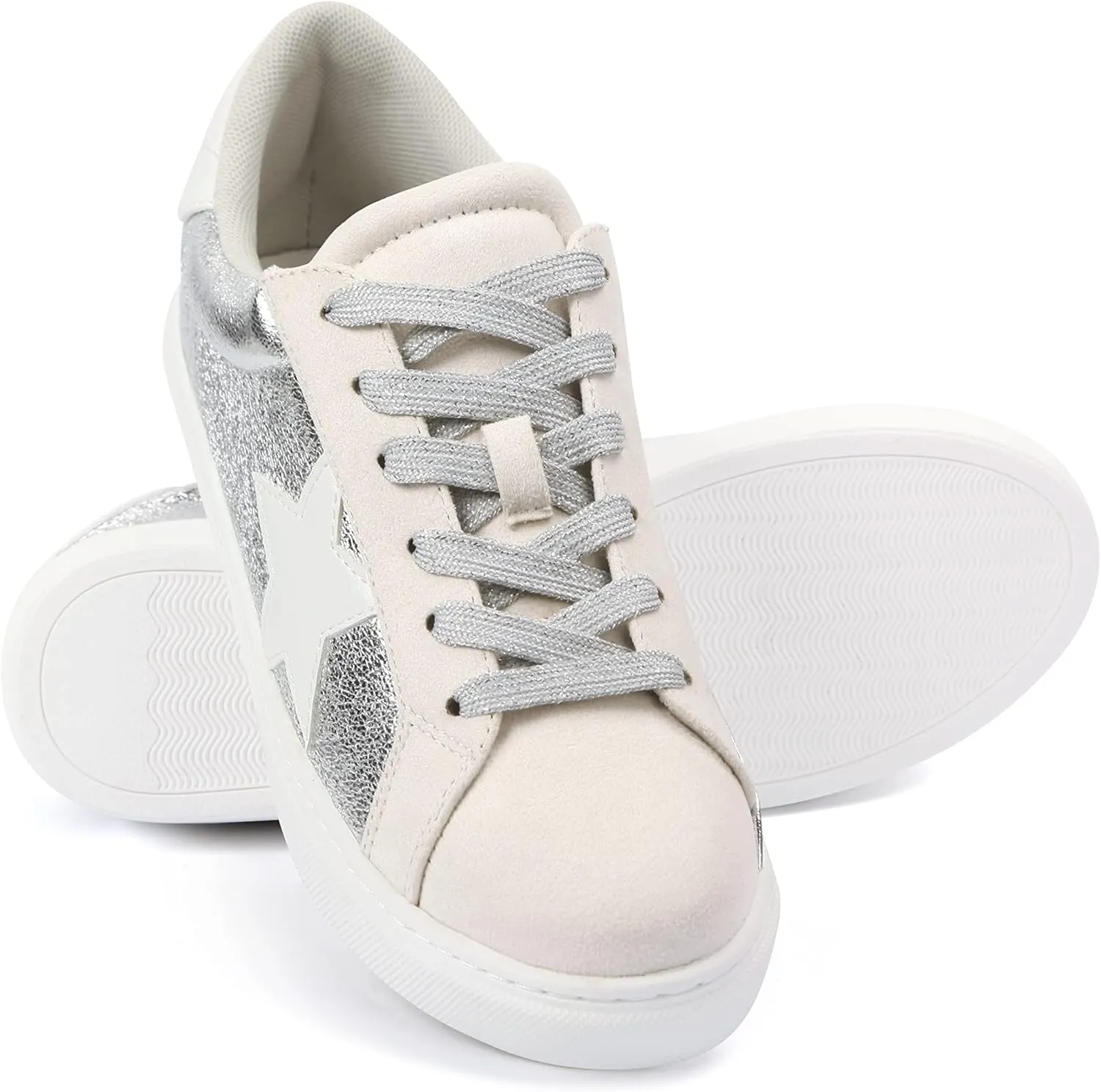 PARTY Women's Fashion Star Sneaker Lace Up Low Top Comfortable Cushioned Walking Shoes
