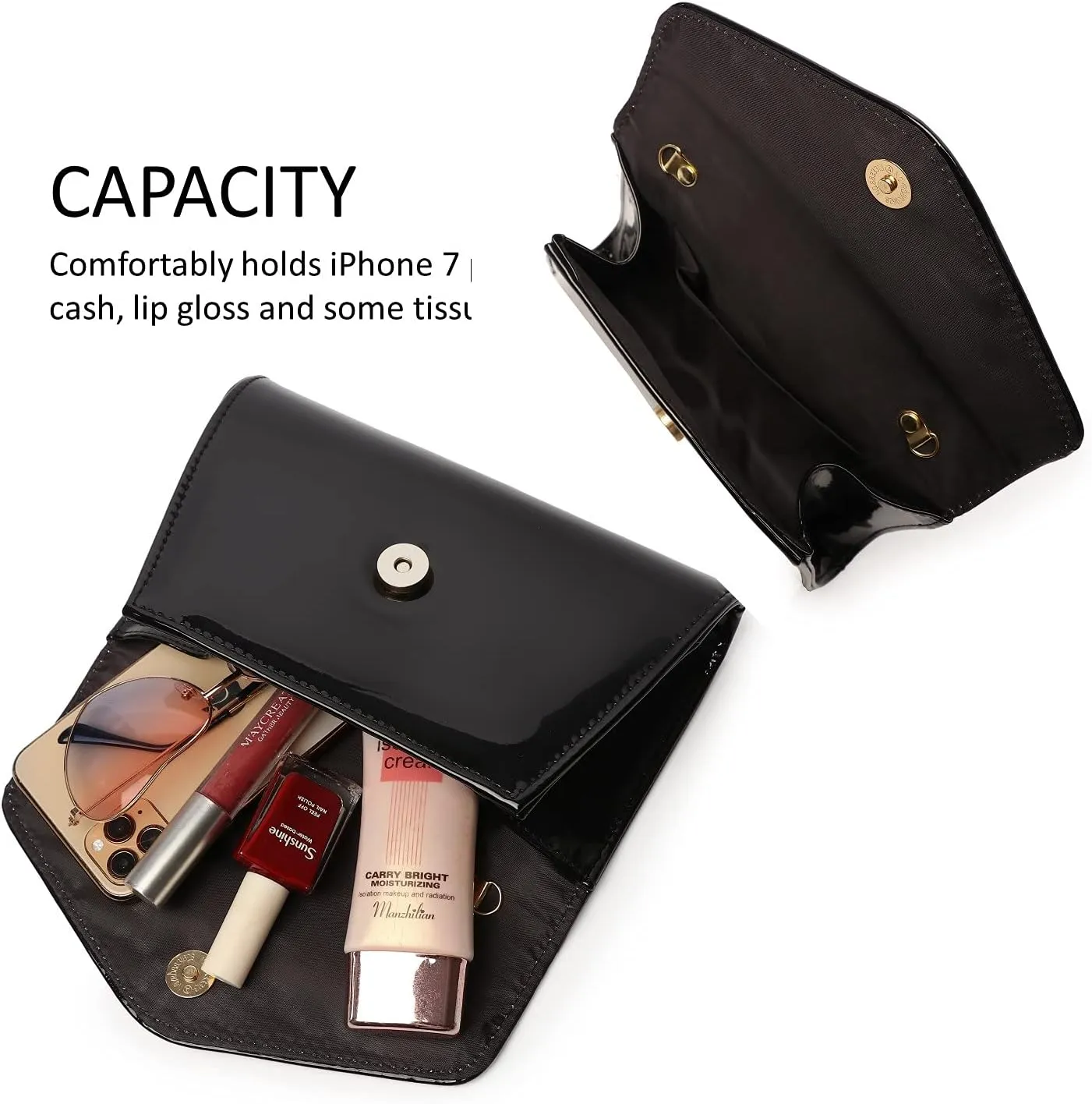 Patent Leather Envelope Clutch Womens Evening Handbag Stylish Crossbody Shoulder Bag Purse for Christmas Wedding Party Prom