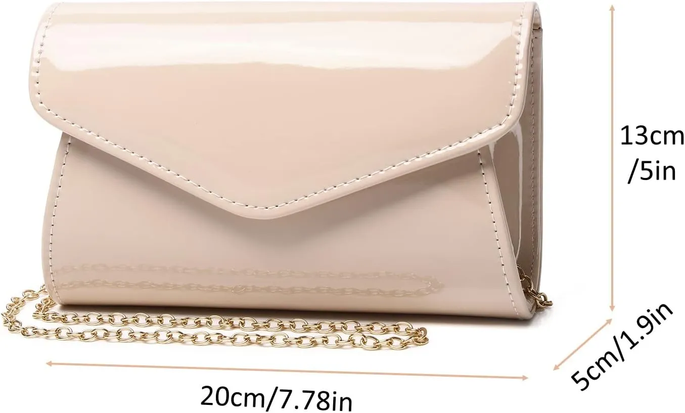 Patent Leather Envelope Clutch Womens Evening Handbag Stylish Crossbody Shoulder Bag Purse for Christmas Wedding Party Prom