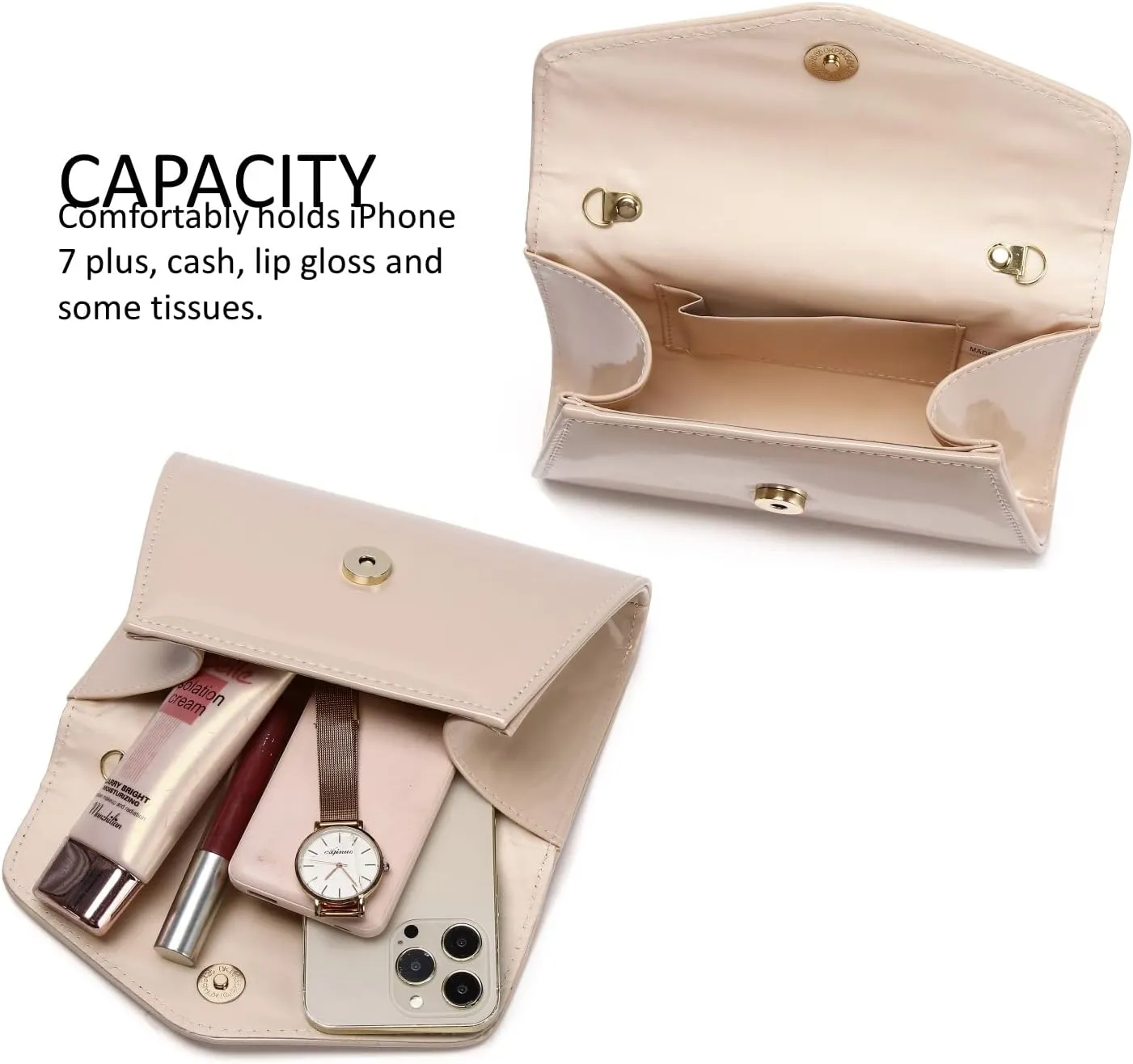 Patent Leather Envelope Clutch Womens Evening Handbag Stylish Crossbody Shoulder Bag Purse for Christmas Wedding Party Prom